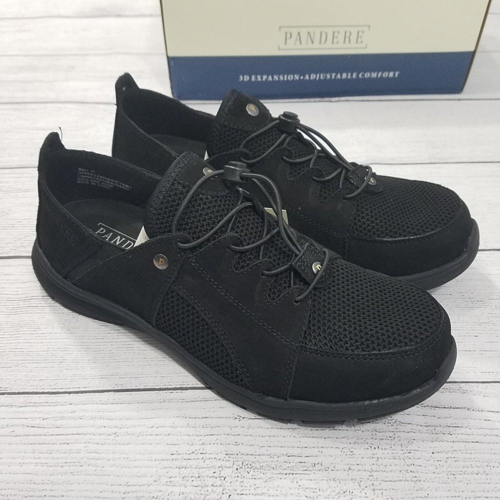 Pandere Bali Sport Sneakers Women's Size 11 Black Leather/Flyknit